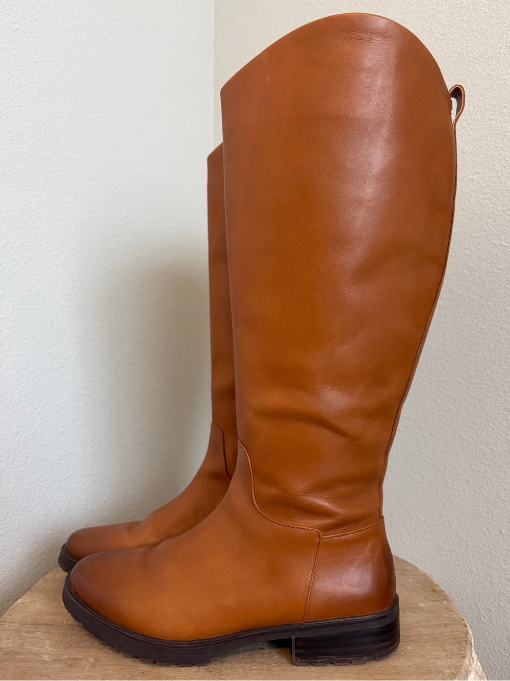 Nordstrom Cognac Leather Wide Calf Riding Boots